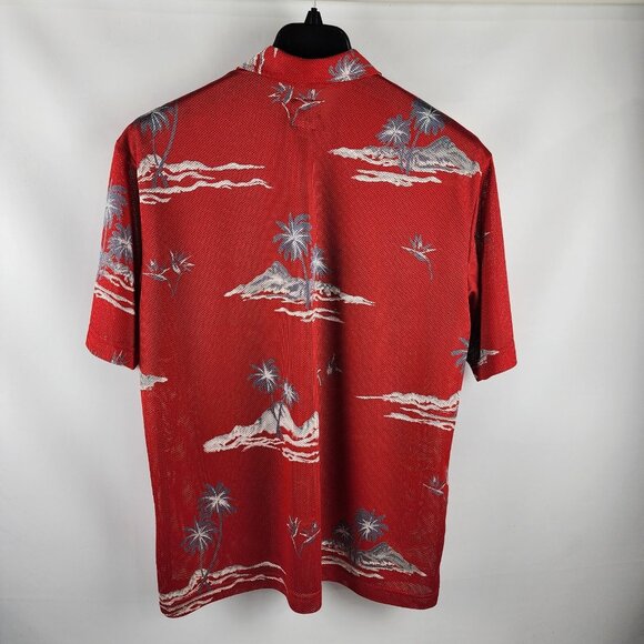 Quiksilver Shirt Mens Large Red Multi Vintage Netted Lightweight S/S USA - Picture 2 of 8